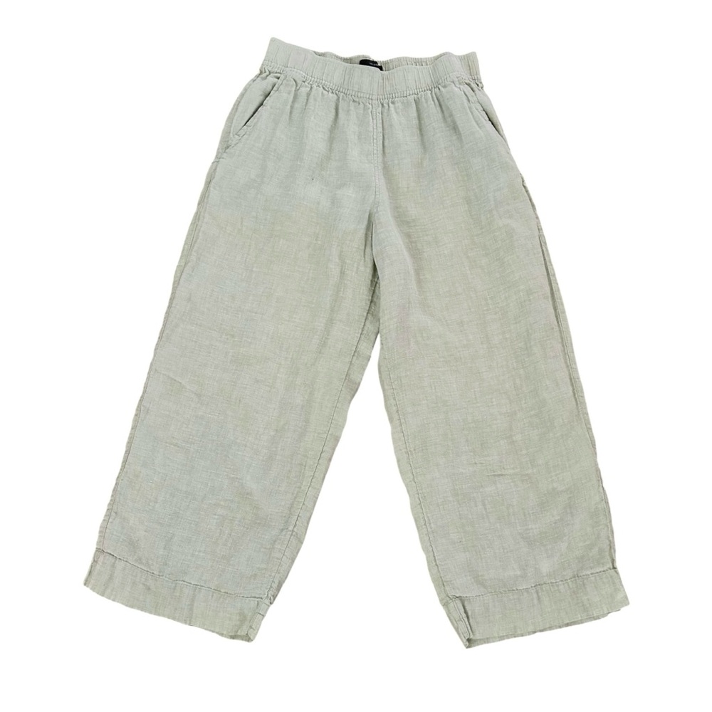 TAHARI 100% Linen Wide Leg Ankle Pullon Pants Size M Light Sage